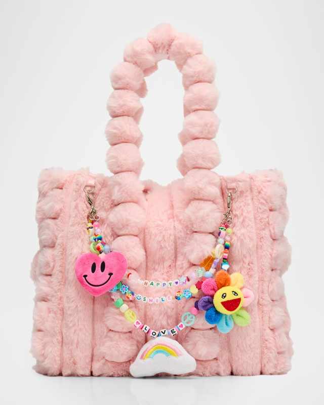 Girl's Charm Faux Fur Tote Bag